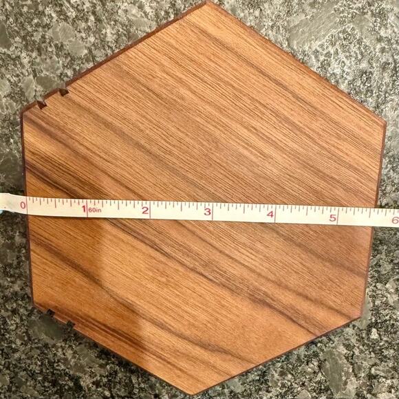 WALNUT WOODEN HEXAGON NECKLACE DISPLAY STAND - Picture 3 of 8